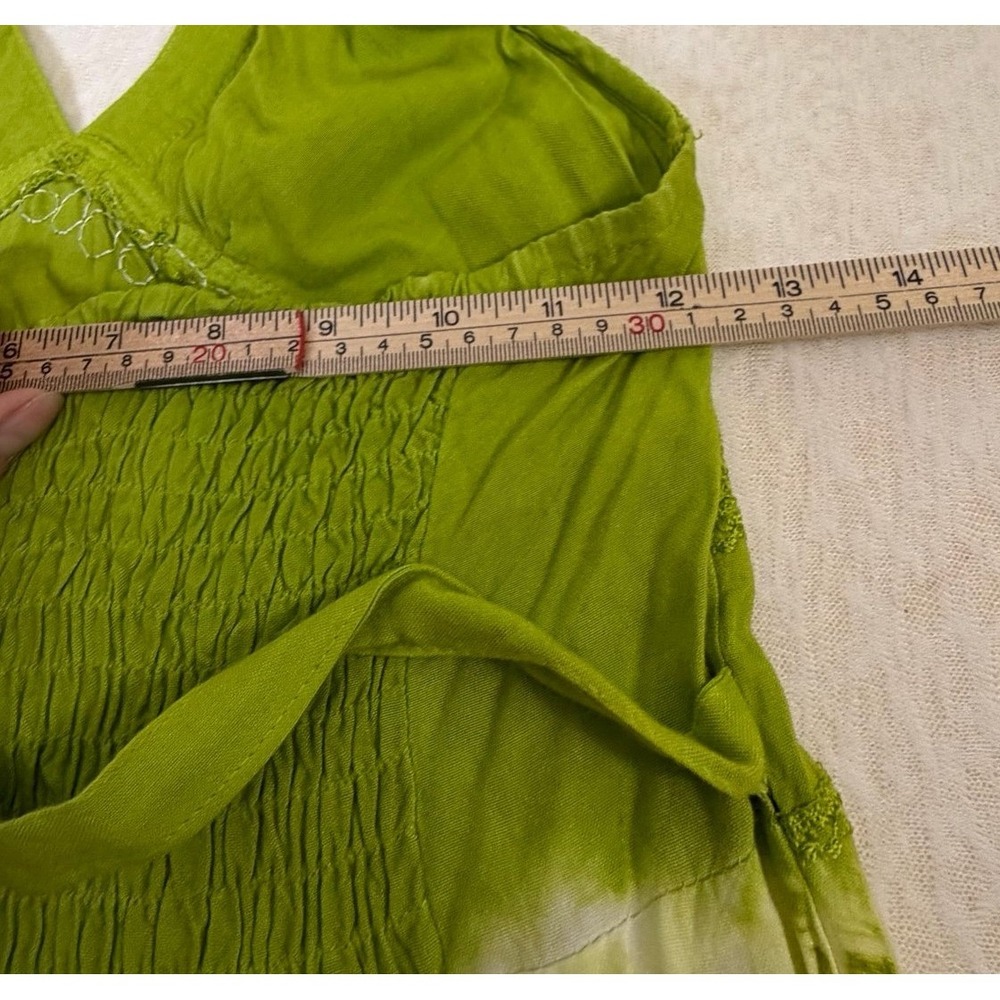 Advance Apparel Green Boho Halter Dress Tie Dye Embroidered Free Size - Picture 7 of 8